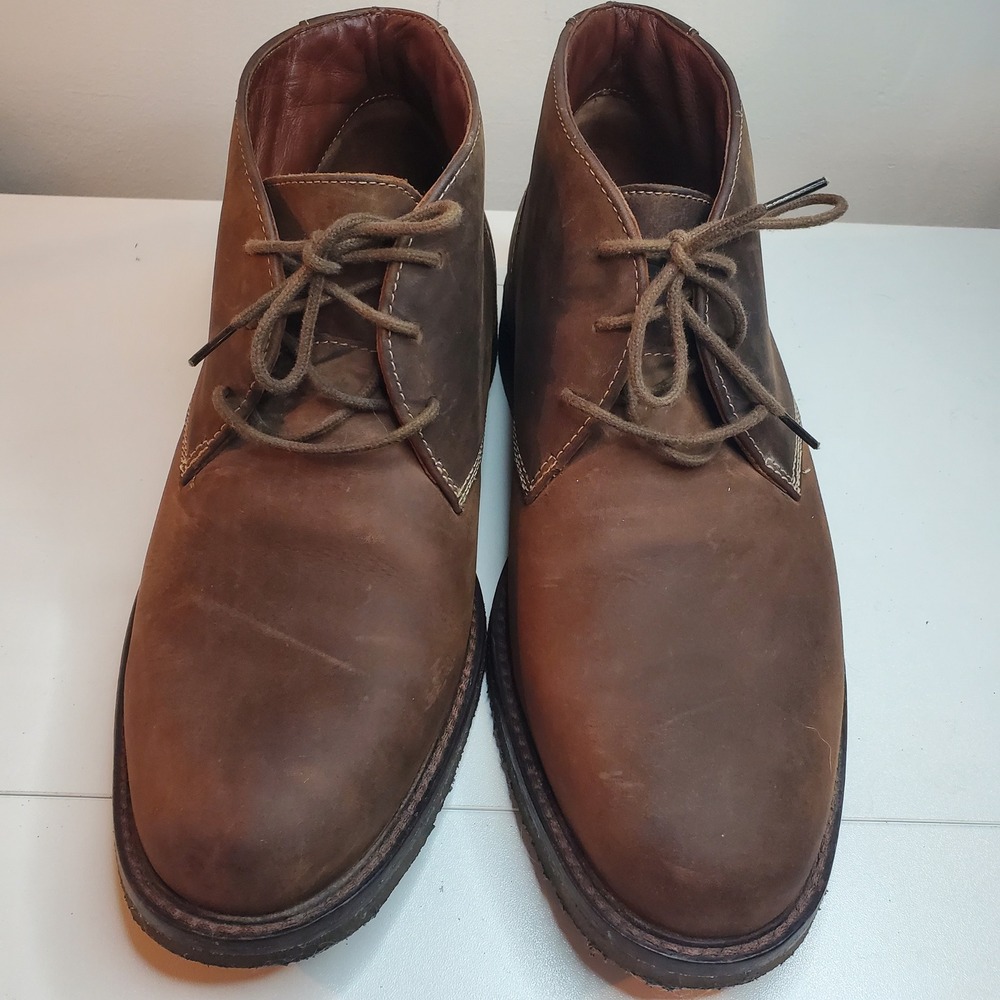 Johnston & Murphy Mens Brown Oiled Leather Chukka Boots Memory Foam 8M 25-1870
